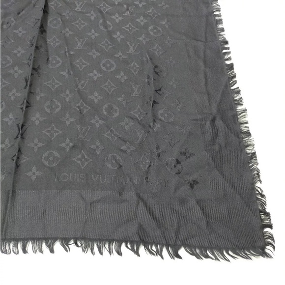 Louis Vuitton Large Black Logo Silk & Wool Shawl - Picture 6 of 9